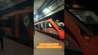 MTC LKO Vande Bharat departing Meerut City Junction #indianrailways #vandebharatexpress #lucknow