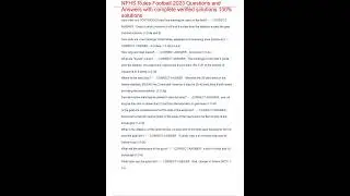 NFHS Rules Football 2023 Questions and Answers with complete verified solutions 100% solutions