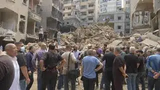 Iranian Parliament Speaker Qalibaf visiting the aftermath of the Israeli strike in Beirut.