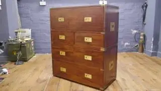 Military Campaign Style Solid Mahogany Writing Bureau Desk