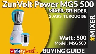 ZunVolt Power MG5 500 Mixer Grinder 2 Jars, White, Turquoise