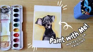 PAINT WITH ME | Watercolor Painting Dog Portrait