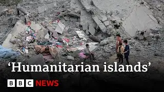 Israeli military says it will move displaced civilians in Gaza to &lsquo;humanitarian islands&rsquo; | BBC News