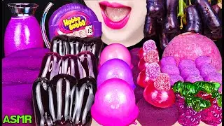 ASMR PURPLE FOODS *SAPPHIRE GRAPES TANGHULU, HUBBA BUBBA BUBBLE GUM 사파이어 포도 탕후루, 후바부바 풍선껌 먹방