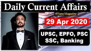 29 April Daily Current Affairs 2020 | The Hindu | PIB News By Veer | Nano Magazine | #IrrfanKhan