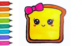 How to Draw a Cute and Easy Bread, Step by Step Drawing for Kids