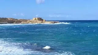 Qbajjar bay in rough sea