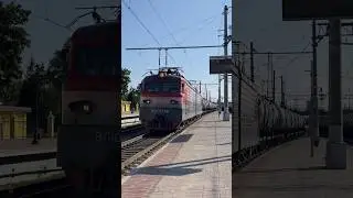 Электровоз ВЛ10У с грузовым поездом на станции Волховстрой-1 #ржд #поезд #train #railway #вл10у