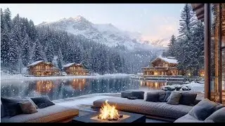 Cozy Winter ❄️ Fireplace by the Lake | Relaxing Jazz Music for Focus & Calm (3 HOURS)