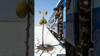 Lady Soldier saved the jackfruit tree from drying up by seeing water #ai #tree #save #watering