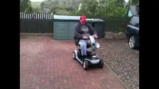 Andy Duncan trying out his new mobility scooter