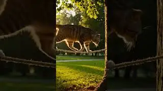A Cat Walking on a Rope &mdash; Pure Balance & Grace 🐱#Shorts #CatVideo #Balance