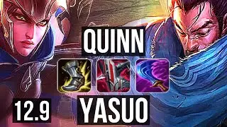 QUINN vs YASUO (TOP) | 500+ games, 800K mastery, Rank 11 Quinn | KR Master | 12.9