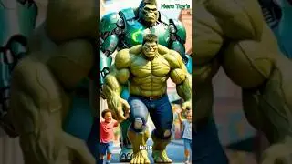 Hulk & Black Panther walking with robot animals