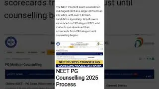 NEET PG Counselling 2025: Full Schedule, Seat Matrix, Cutoff & Registration Process