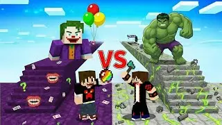 ماين كرافت : حرب طرق بلوكات الحظ ولكن طريق هالك الرجل الاخضر ضد طريق الجوكر !!؟ 🔥😱