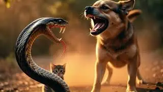 A brave dog rescues a helpless kitten after a cobra attack a