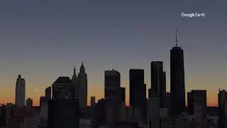 sunn sett over New York