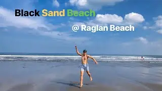Black sand beach at Raglan Beach NZ