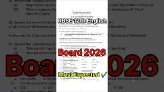 RBSE Class 12 English Pre Board 2026 🔥 | यही Questions Board Exam 2026 में आएँगे!