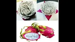 Dragon fruit rose flower carving || vegetable and fruits art ||