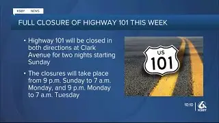 Full closure of Highway 101 in Orcutt for two nights this week