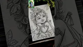 Cute 🥰 Bal Krishna Drawing 🥰❤️&zwj;🩹✍️, Shree Krishna Drawing Outline ✍️#shorts #krishna #drawing #art