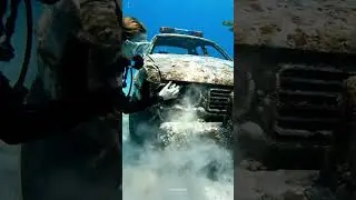 Deep Sea Shock &mdash; Diver Uncovers Abandoned Police Car Hidden Beneath Ocean Sand 🚔🌊#OceanDiscovery