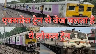 What Is The Top Speed of EMU Train? Superfast EMU Local Crossing Crowded Railway Stations.