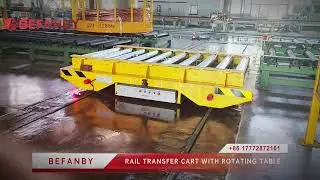 Rail Transfer Cart With Rotating Table,Electric Roller Table Transfer Trolley