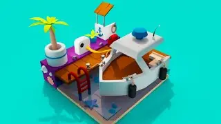All hands on deck! final render of my boat scene! | Maya