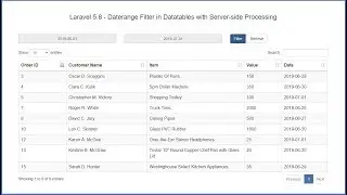 Laravel 5.8 - Date range Filter in Datatables with Server-side Processing