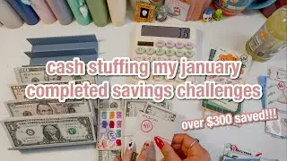 cash stuffing my completed savings challenge | january sinking funds reallocation