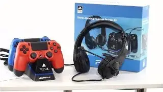 PS4 4Gamers Stereo Headset Starter Kit  Accessories DS4 Dock, Headset - Unboxing