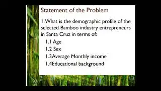 Research Proposal. Level of Financial Literacy of Selected Bamboo Industry Entrepreneurs