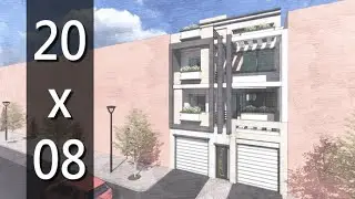 تصميم فيلا عصرية 160 م² بواجهة واحدة 8 متر مع مسبح بكل التفاصيل 😘 Modern villa design of 160 m²