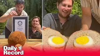 World record for biggest scotch egg ever cracked by duo using a Scottish ostrich