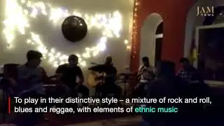 North Ossetian rock musicians in a concert in Tskhinvali