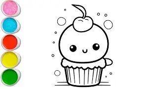 Hello kitty Cupcake Drawing, Painting And Colouring For kids | Cute Cupcake drawing, 1