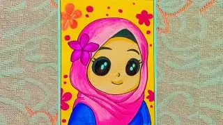 Hijab Girl Drawing Easy/How to draw a Muslim girl/Muslim girl drawing with hijab/Muslim girl drawing