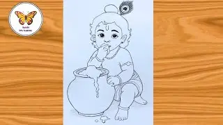 Krishna bhagwan eating makhan| bal krishna drawing| Chitra 