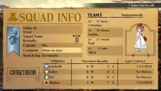 Grand Kingdom OST Squad info screen