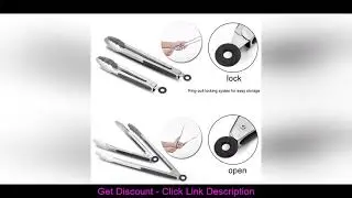Slide 2pcs BBQ Tongs Silicone Locking Kitchen Tongs Stainless steel Cooking Salad Serving Food Clam