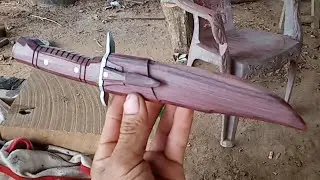 bushcraft yang indah/proses membuat gagang+sarung pisau bushcraft..yang berbahanbearing,,part 2