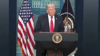 President Trump takes the podium on his one year anniversary