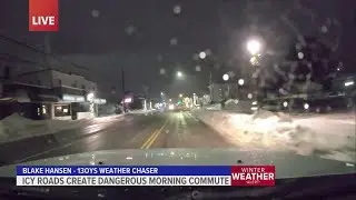 Icy roads causing dangerous driving conditions