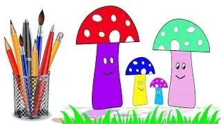 Coloring For Kids How To Draw Mushroom Family and Animals Shopping Toys and more
