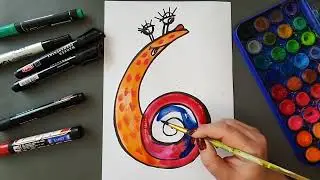 How to draw the Number 6 just like a Snail | Number 6 | Tutorial | Step By Step Tutorial