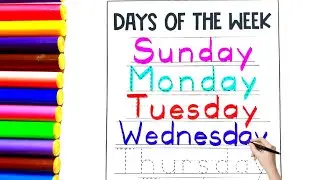 Learn Sunday & Monday with Colors | Tracing Days of the Week for Preschool Kids
