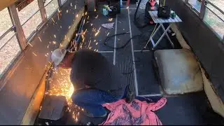 School bus floor removal and repair (Skoolie Project)